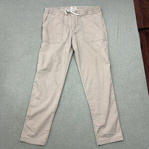 Marine Layer Saturday Pants Men's XL Brown Slim Straight Twill Jogger Drawstring
